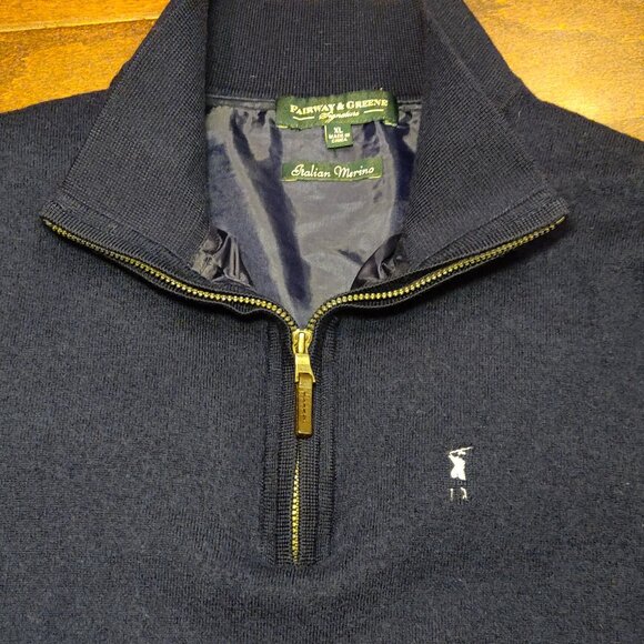 Fairway & Greene Italian Merino Wool Lined 1/4 Zip Sweater Vest Navy SIZ… - Picture 3 of 6